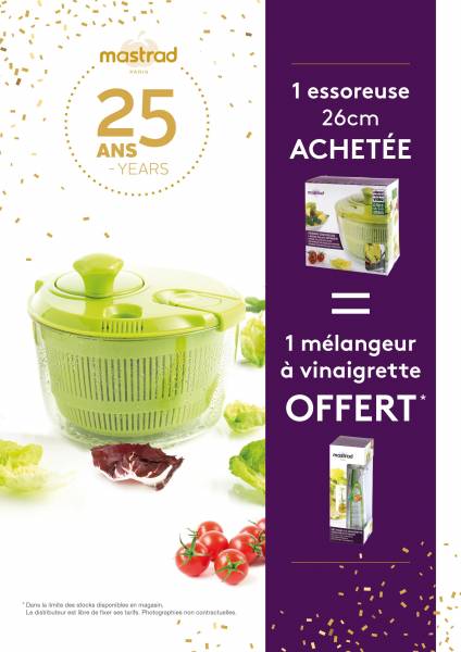 Achetez une essoreuse à salade MASTRAD Votre moulin à vinaigrette d'une valeur de 16.50 € vous sera offert