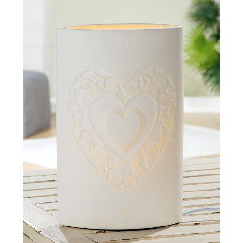 lampe en porcelaine décor coeur